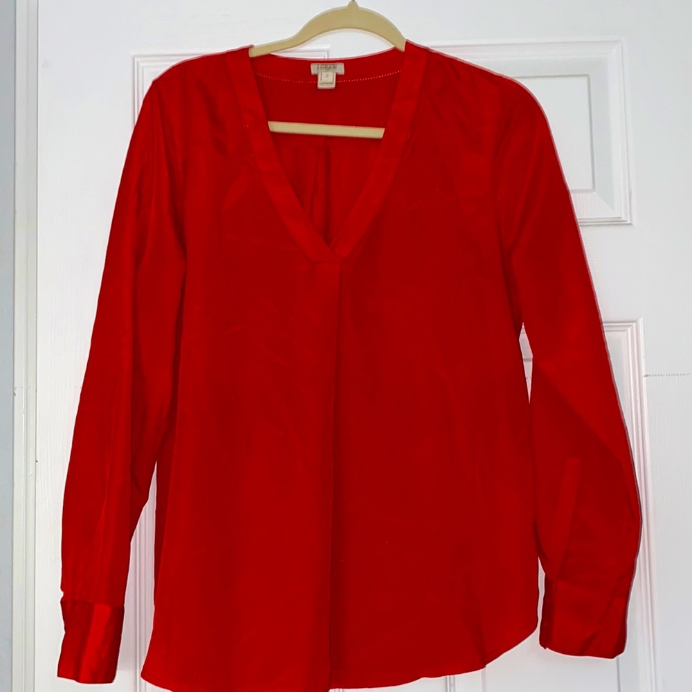 Long sleeve J.crew red blouse